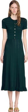 SANDRO Pointelle knit maxi dress