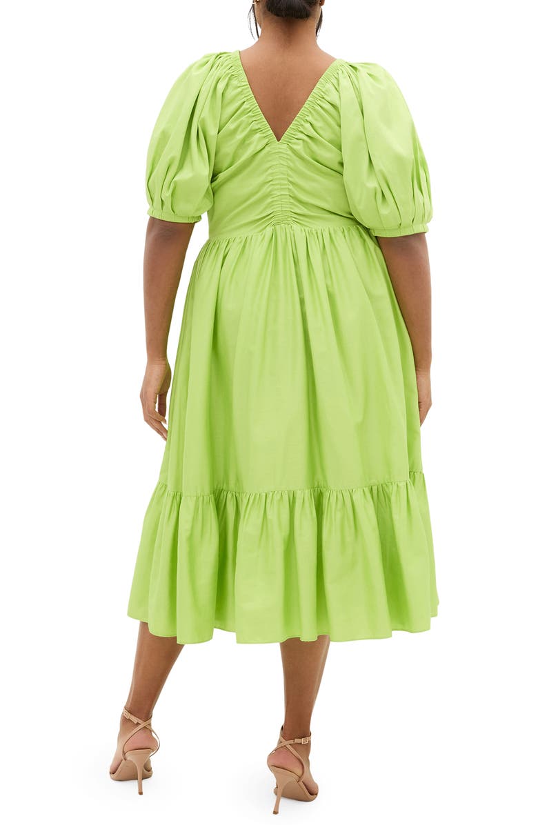 City Chic Grace Puff Sleeve Midi Dress, Alternate, color, Pistachio