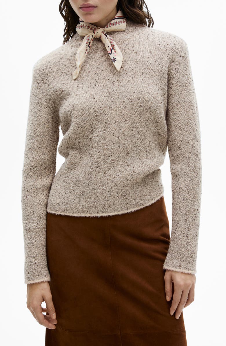 MANGO Perkins Donegal Mock Neck Sweater, Main, color, 