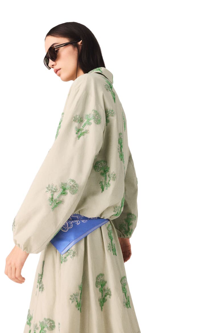 Embroidered technical bomber jacket, Alternate, color, Beige