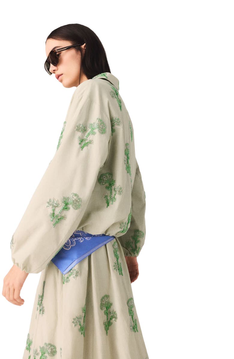 maje Embroidered technical bomber jacket, Alternate, color, Beige