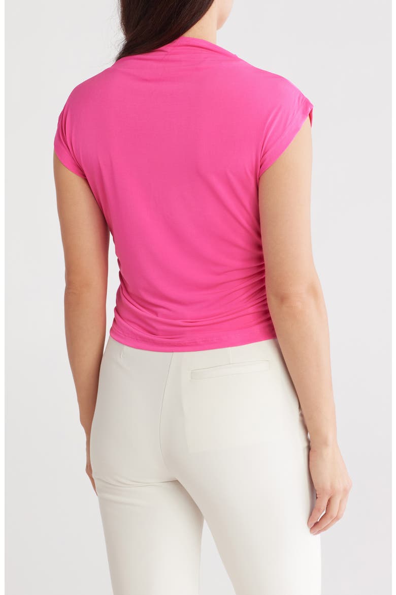 Cap Sleeve Ruched Crop Top, Alternate, color, FUCHSIA