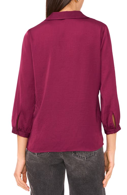 Vince Camuto Notch Collar Crepe Top In Burgundy