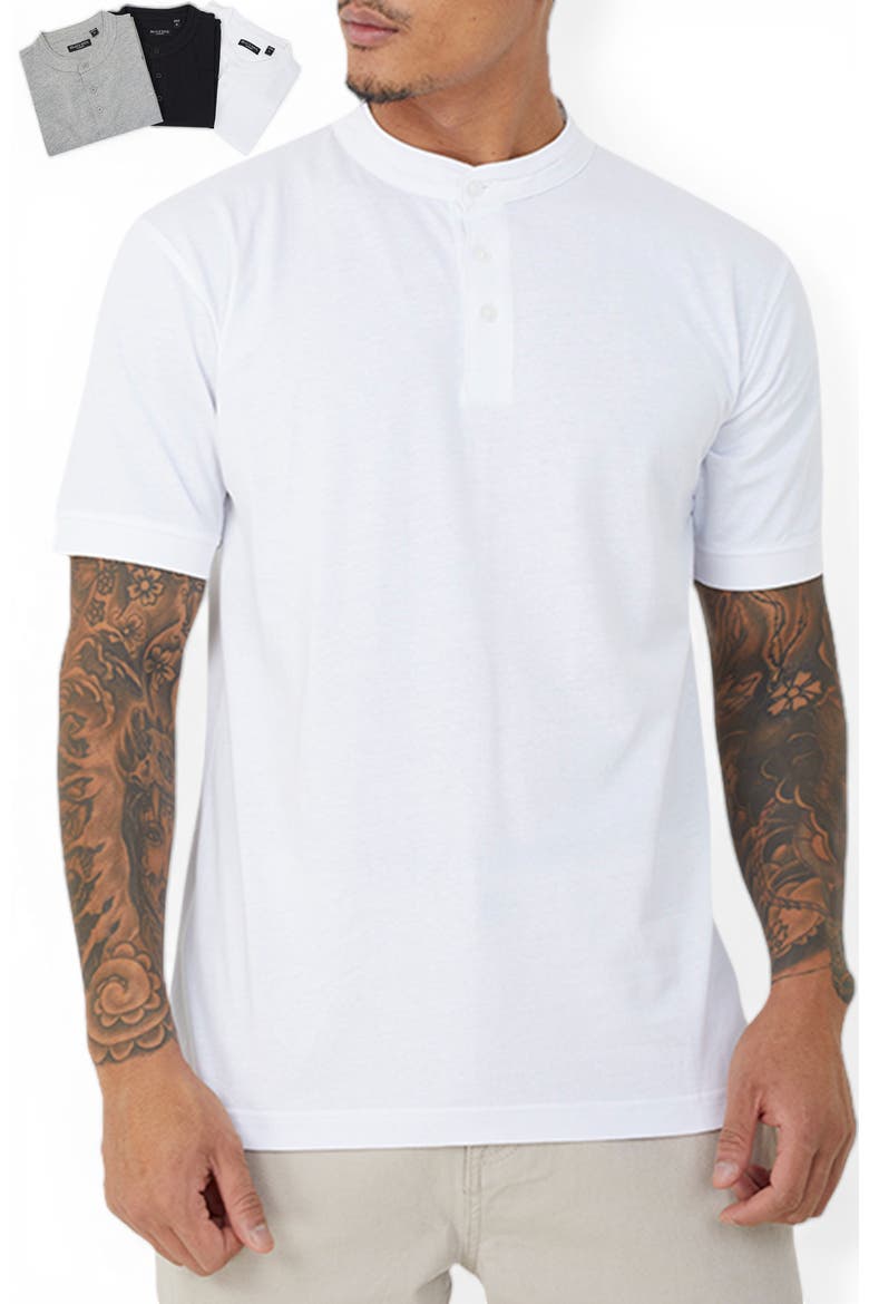 3-Pack Short Sleeved Round Neck Shirt, Main, color, Optic Wht/Jet Blk/Lt Grey Marl