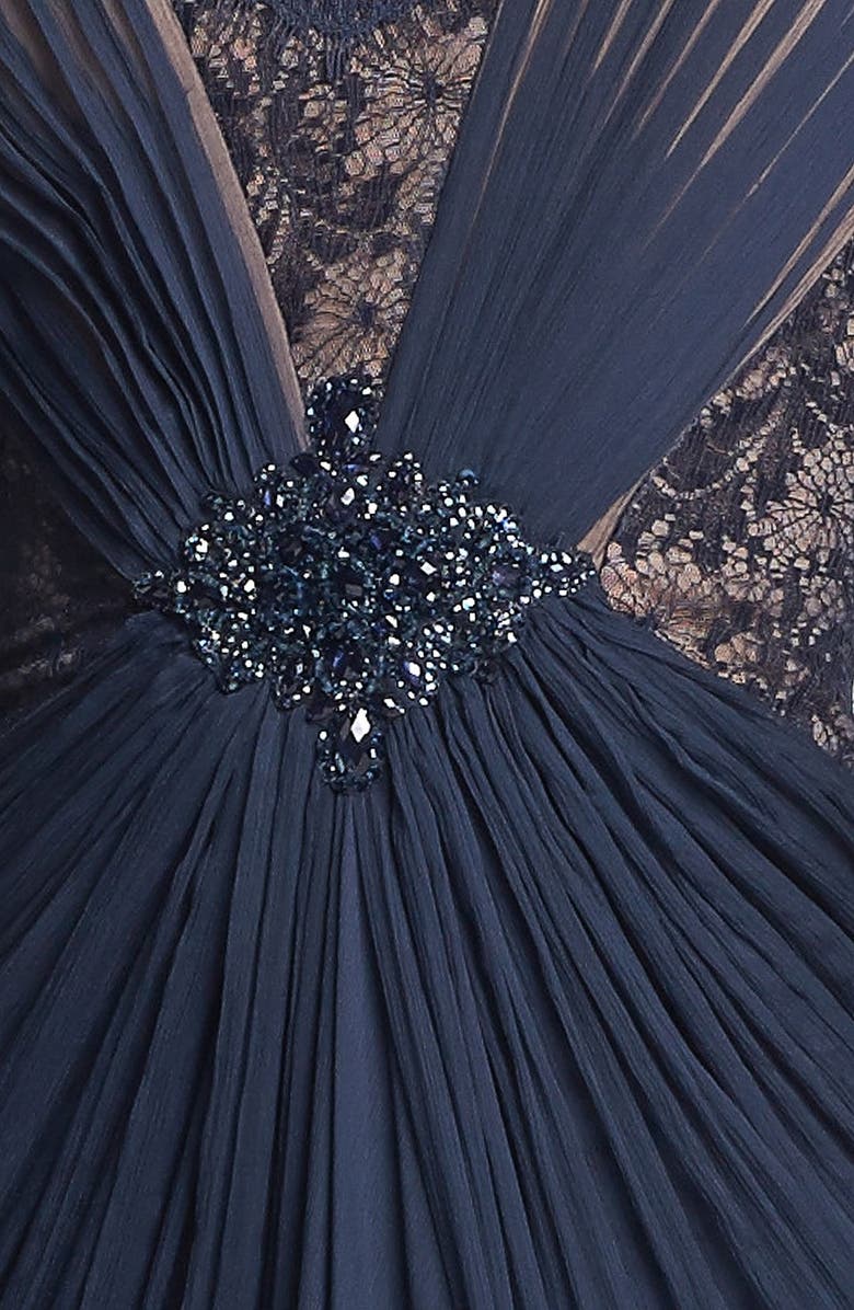 Tadashi Shoji Embellished Lace & Silk Chiffon Gown, Alternate, color,