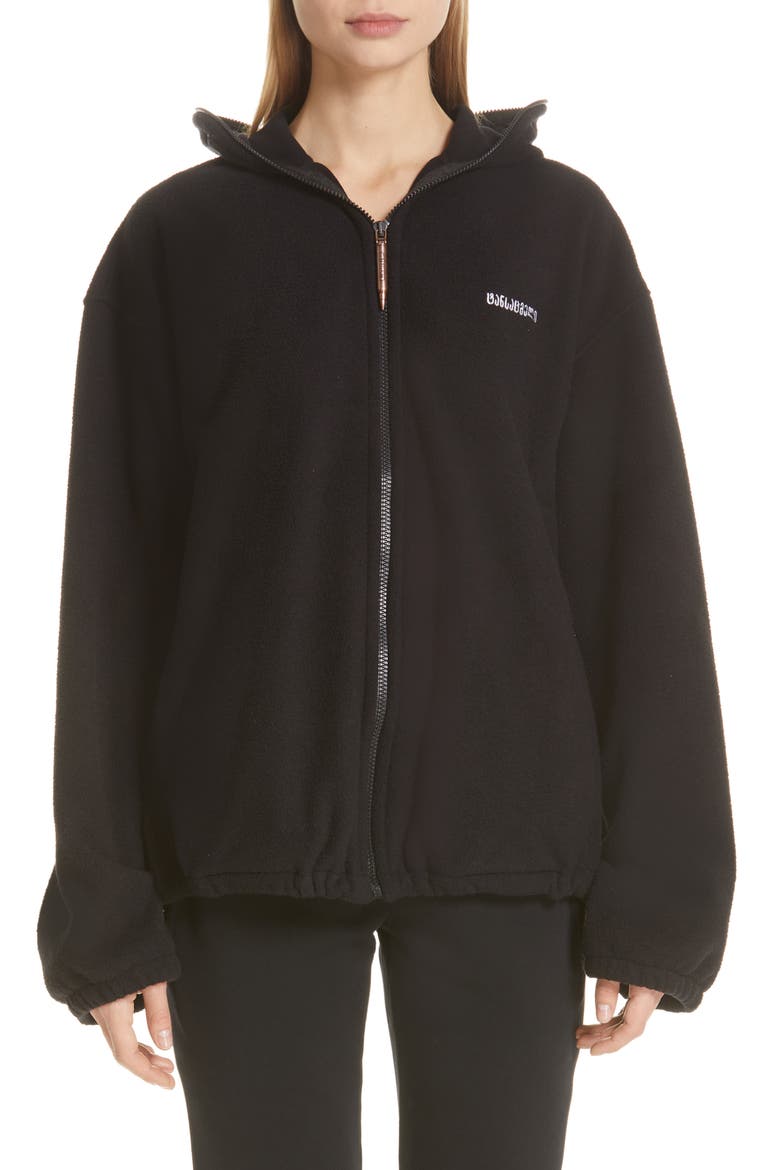 Zip Fleece Mask Jacket, Main, color, BLACK