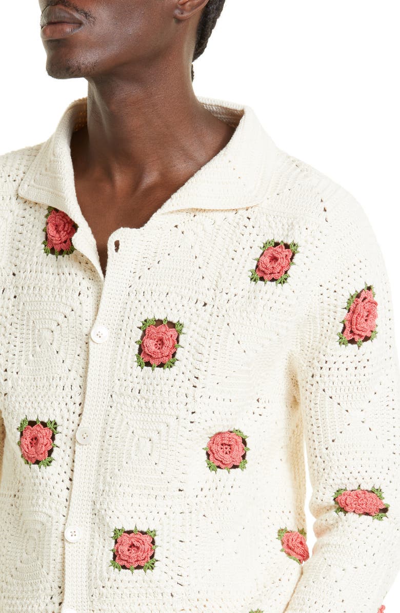 Bode Rosette Crochet Cotton Button-Up Shirt | Nordstrom