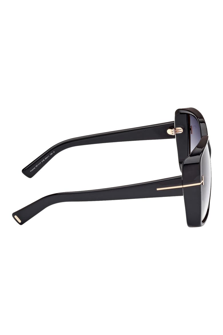 Yvonne 63mm Oversize Gradient Butterfly Sunglasses, Alternate, color, SHINY BLACK / GRADIENT SMOKE