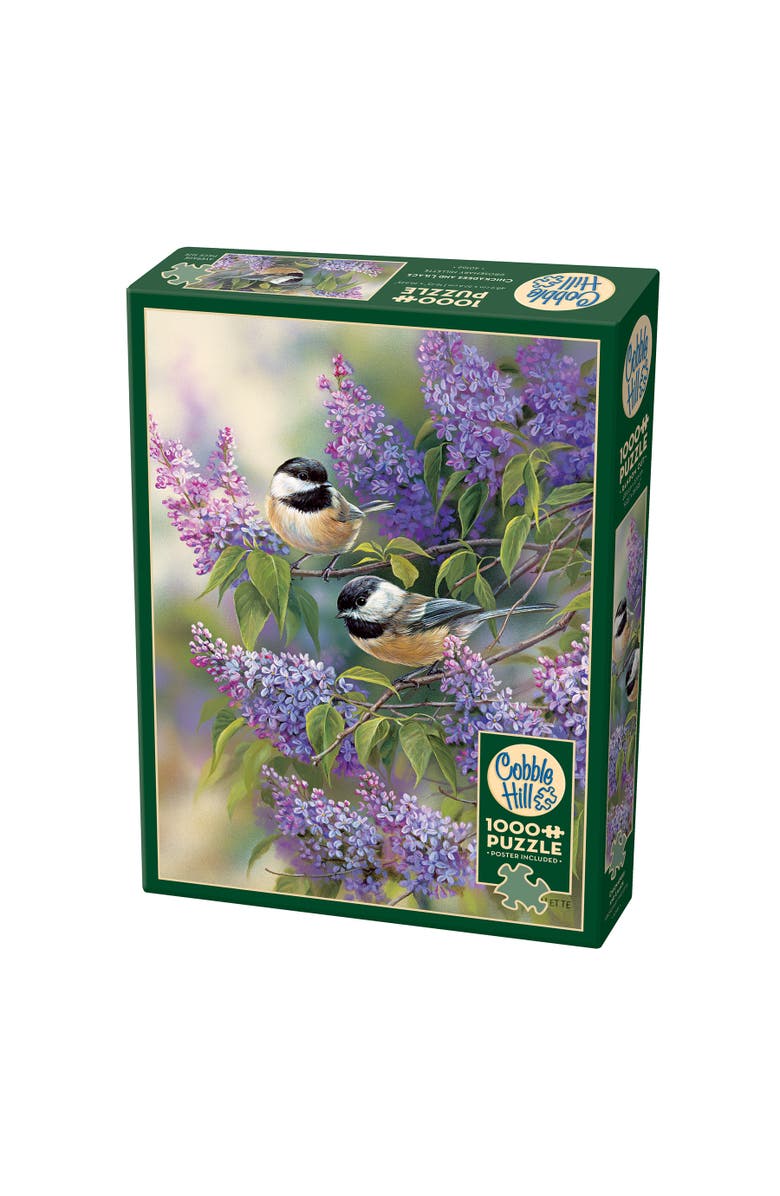 Cobble Hill 1000 Piece Puzzle Chickadees & Lilacs Reference Poster Included, Main, color, Multicolored