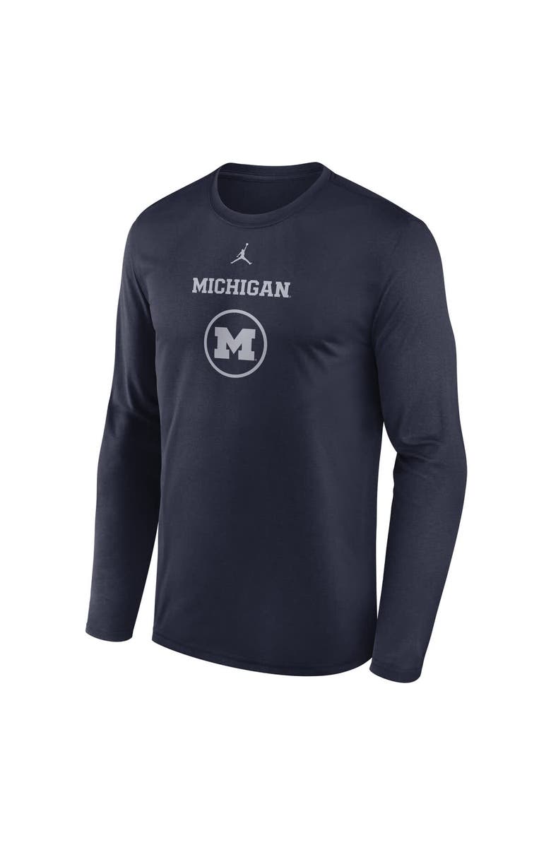 Jordan Brand Men's Jordan Brand Navy Michigan Wolverines 2024 On-Court Basketball Practice Legend Performance Long Sleeve T-Shirt, Alternate, color, Navy