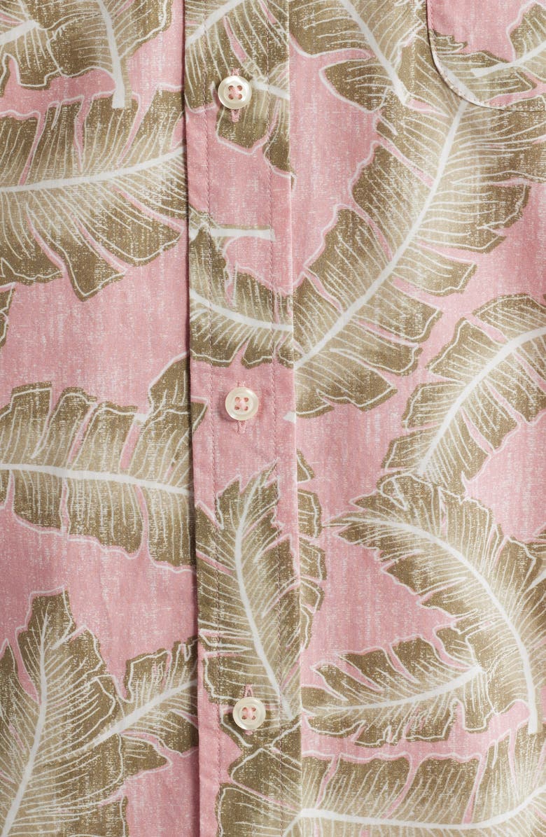 Brooks Brothers Palm Leaf Print Short Sleeve Cotton Button-Down Shirt, Alternate, color, Palm Leaf