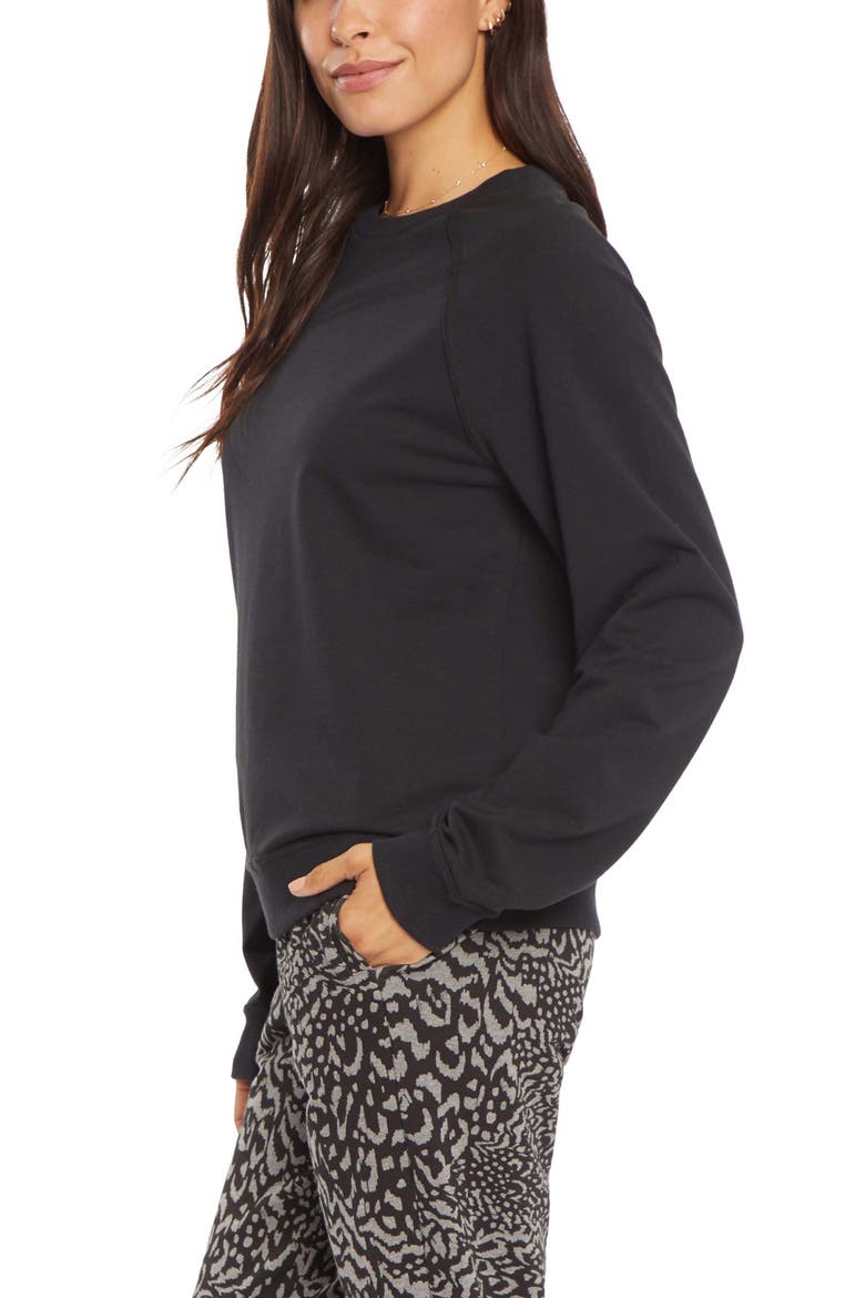 Raglan Sleeve Cotton Blend Sweatshirt, Alternate, color, BLACK