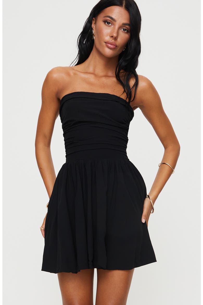 Rashida Strapless Minidress, Alternate, color, BLACK