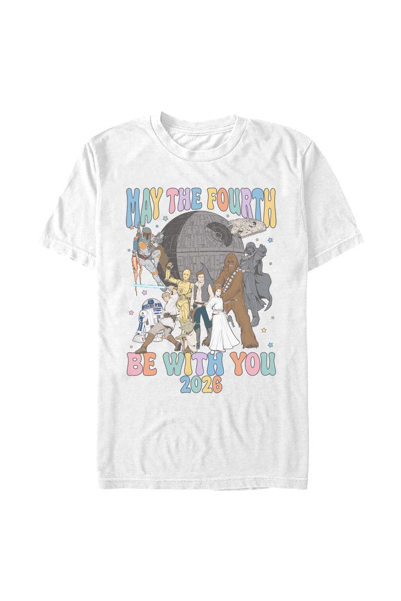 Men's May The Fourth Be 2026 Short Sleeve Graphic T-Shirt, Main, color, White