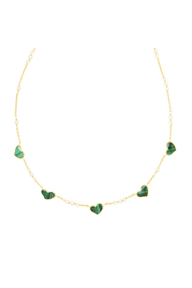 Heartline 5 Malachite Gold Vermeil Sterling Necklace, Main, color, Malachite