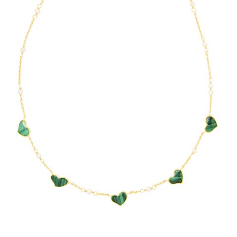 Heartline 5 Malachite Gold Vermeil Sterling Necklace