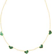 Jan Leslie Heartline 5 Malachite Gold Vermeil Sterling Necklace