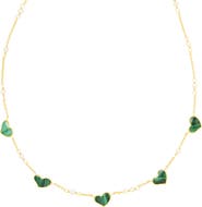 Jan Leslie Heartline 5 Malachite Gold Vermeil Sterling Necklace