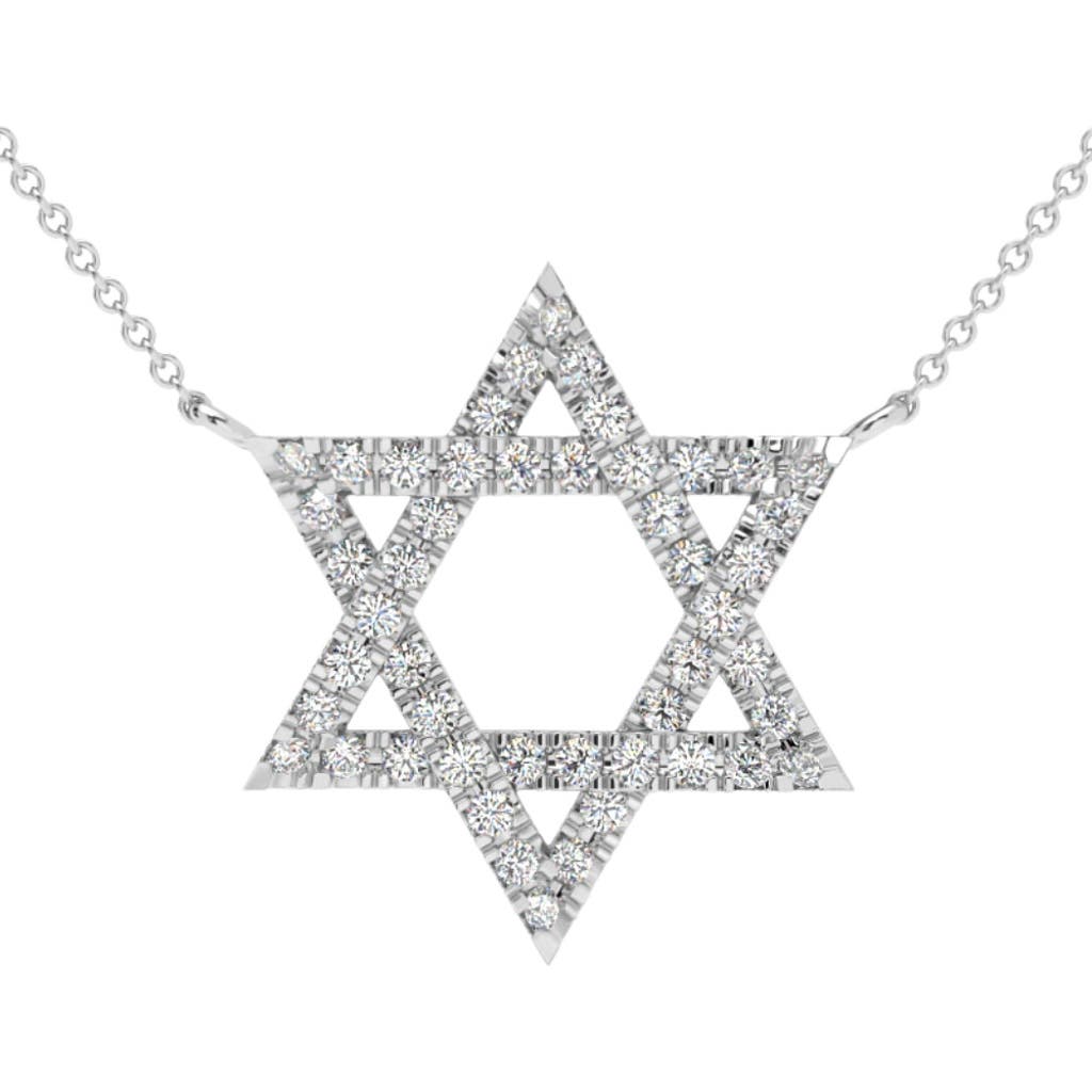 Bliss Diamond 1ct Tw Diamond Jewish Star Pendant 14k Gold Lab Grown Necklace 1" Tall In 14k White Gold
