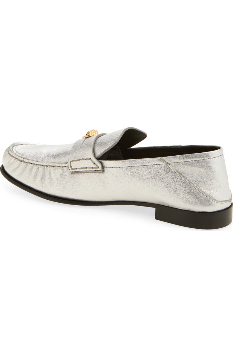 Versace Medusa Convertible Metallic Penny Loafer, Alternate, color, Silver-Versace Gold