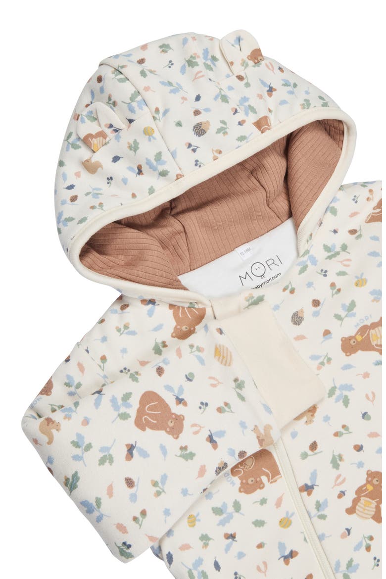 Bear Print Hooded Jumpsuit, Alternate, color, HONEY BEAR PRINT