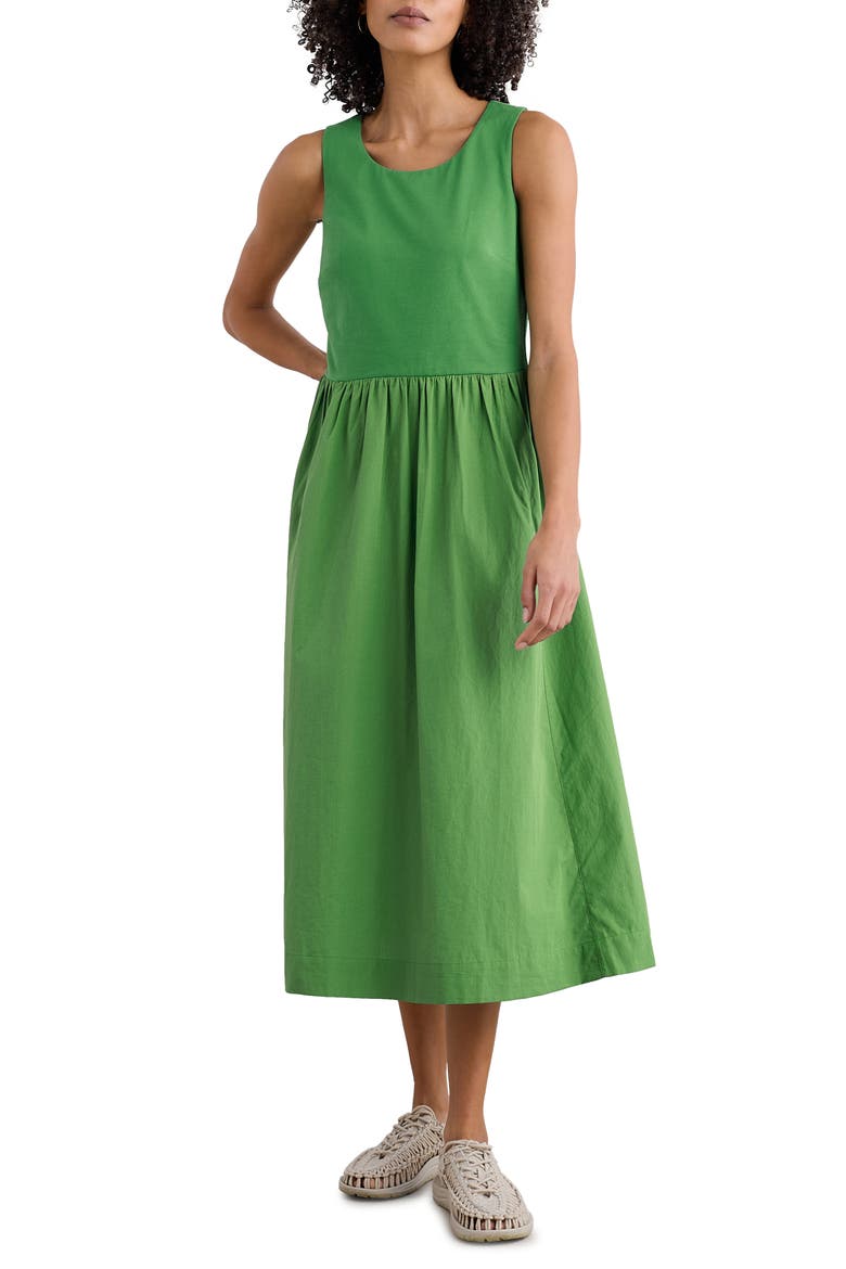 Madder Mixed Media Sleeveless Midi Dress, Main, color, HEDGEROW