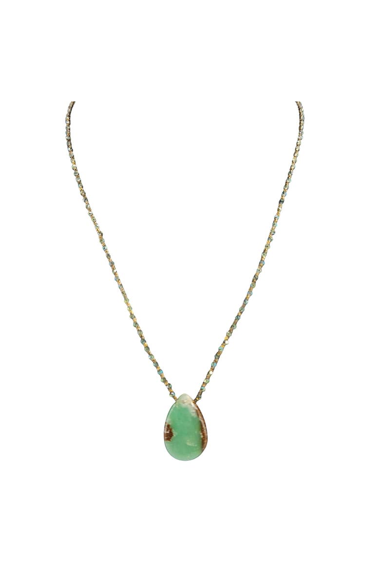 MADISON BEVERLY HILLS Handcrafted Chrysoprase Green Stone Teardrop Necklace, Main, color, Green