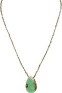 MADISON BEVERLY HILLS Handcrafted Chrysoprase Green Stone Teardrop Necklace