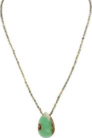 MADISON BEVERLY HILLS Handcrafted Chrysoprase Green Stone Teardrop Necklace