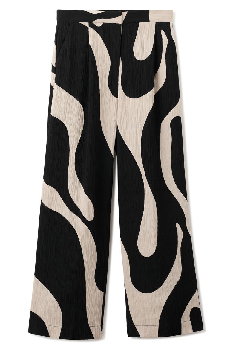 Print Straight Leg Pants, Alternate, color, BLACK
