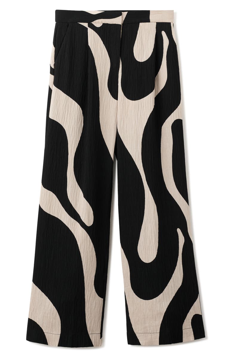 MANGO Print Straight Leg Pants, Alternate, color, Black