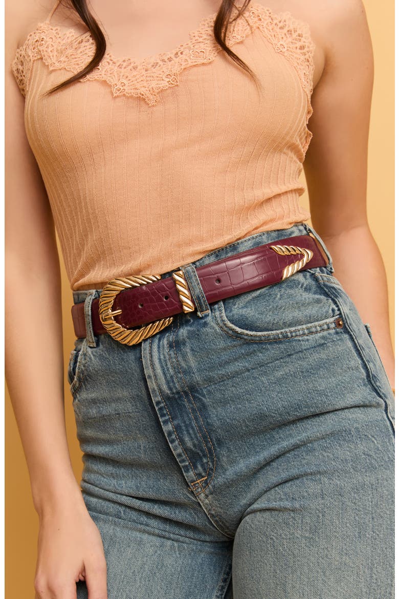 Modern Rodeo Belt, Alternate, color, BURGUNDY/ GOLD