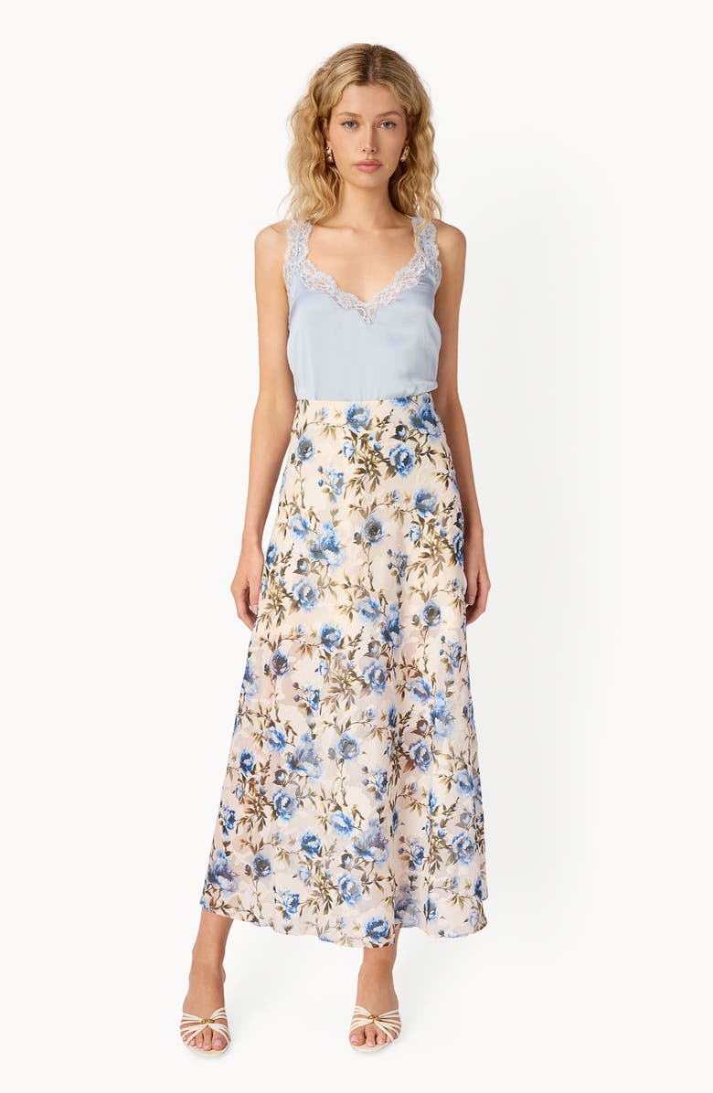 CAMI NYC Jayna Floral Burnout Chiffon Maxi Skirt, Alternate, color, Daydream