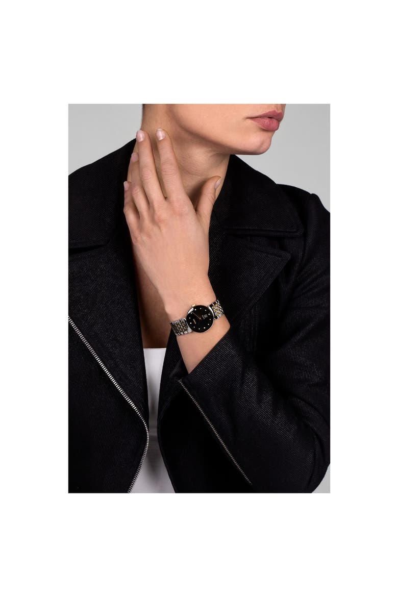 Florence Diamond Bracelet Watch, 30mm, Alternate, color, BLACK