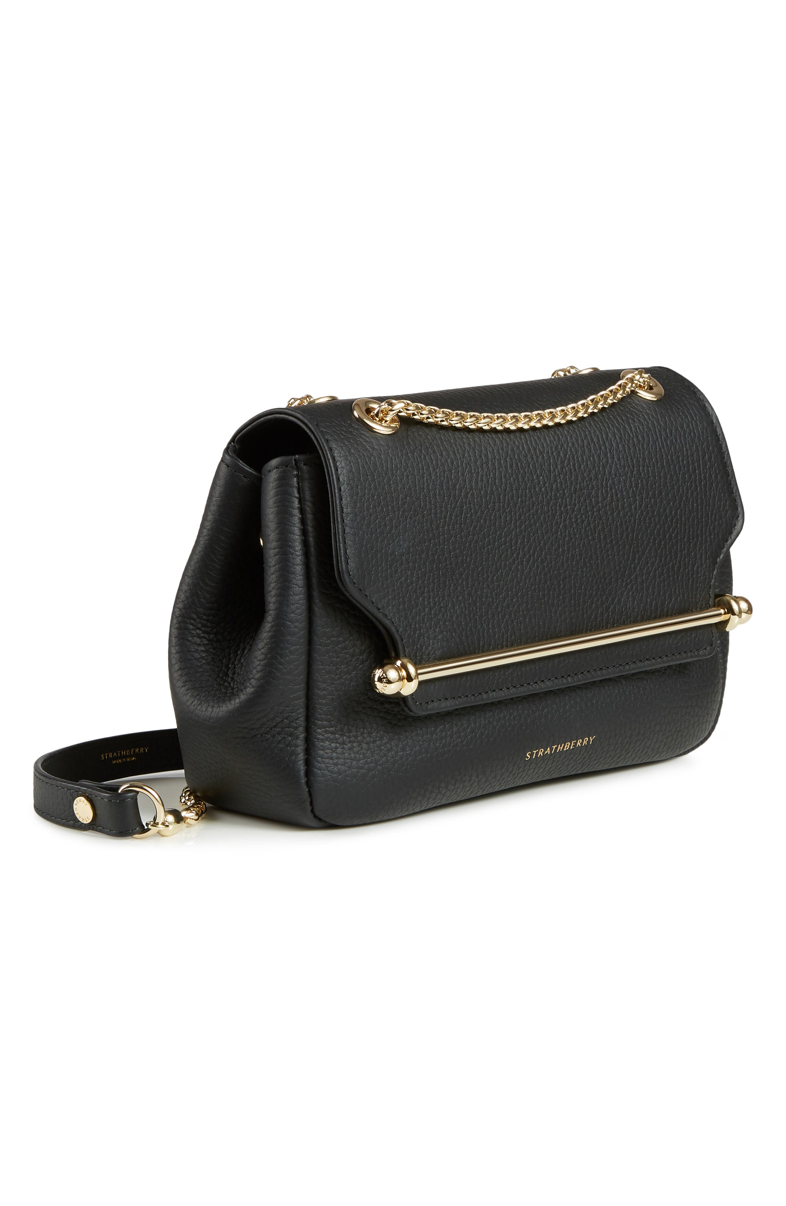 Strathberry Mini Soft Leather East/West Shoulder Bag, Alternate, color, Black