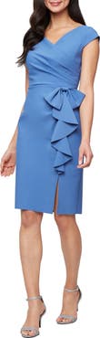 Alex Evenings Contour Collection Ruffle Sheath Cocktail Dress