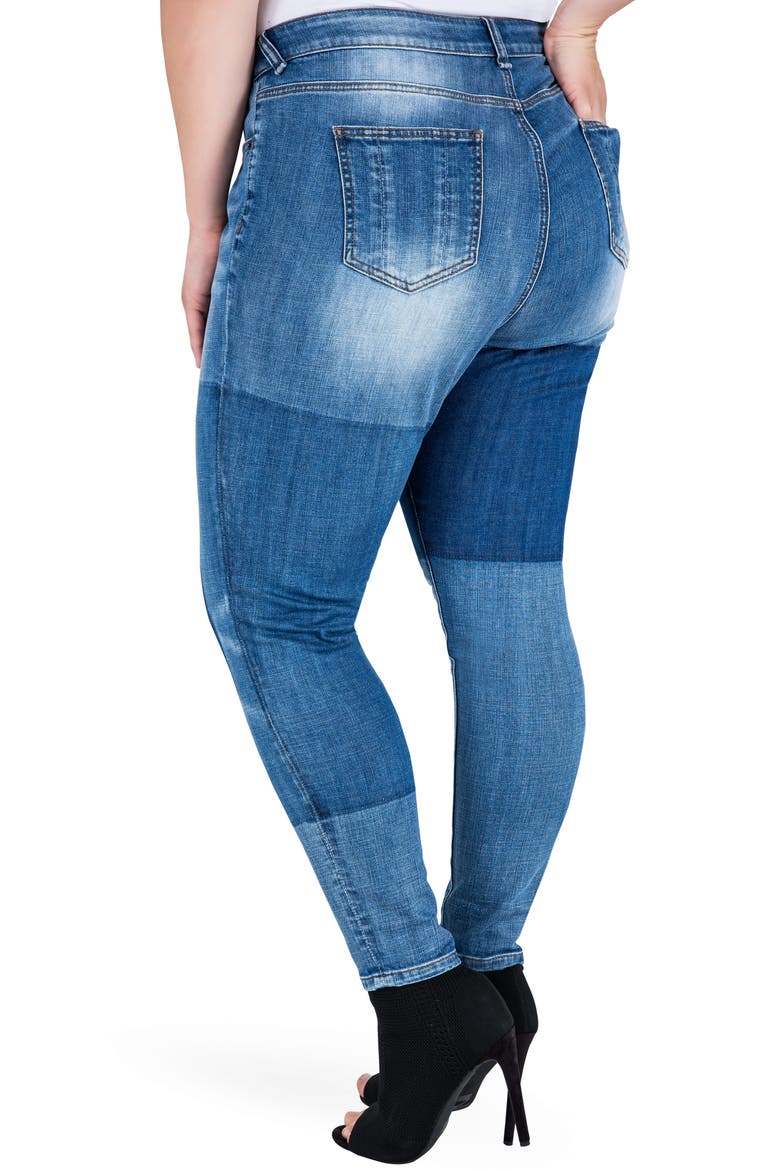 Isabel Colorblock Skinny Jeans, Alternate, color, PERIWINKLE