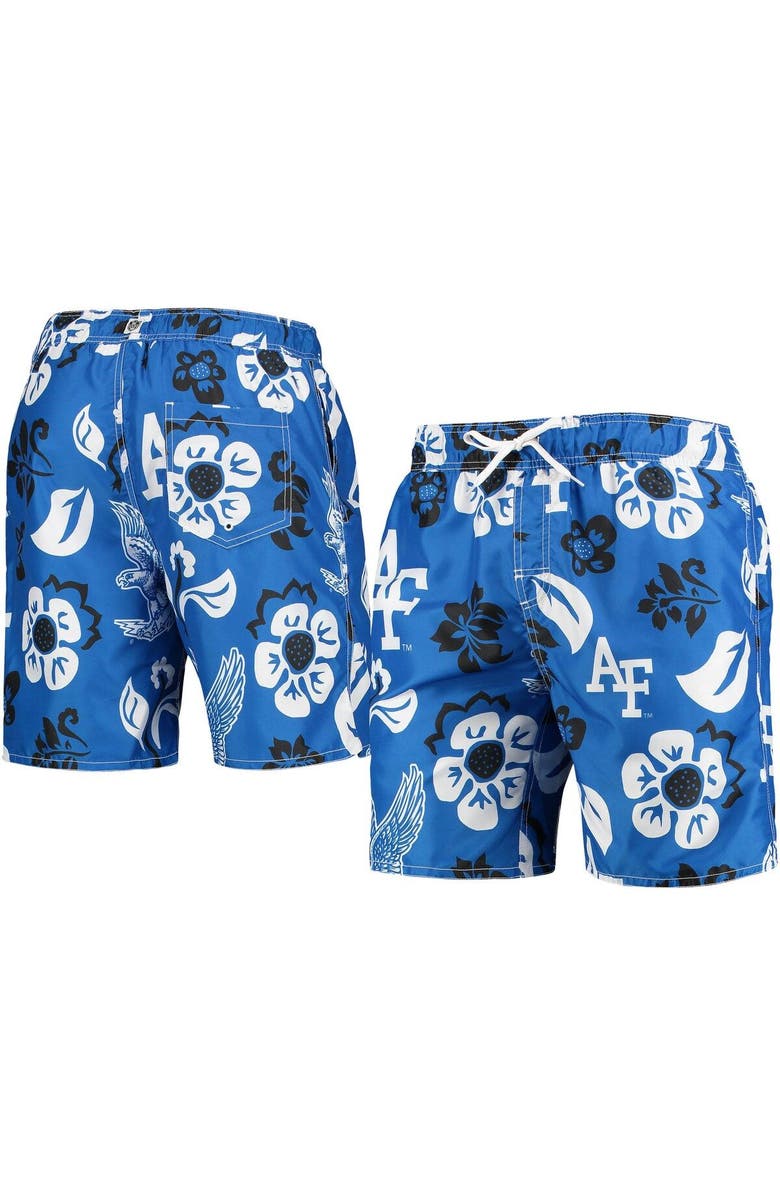 Wes & Willy Men's Wes & Willy Royal Air Force Falcons Floral Volley Swim Trunks, Main, color, Royal