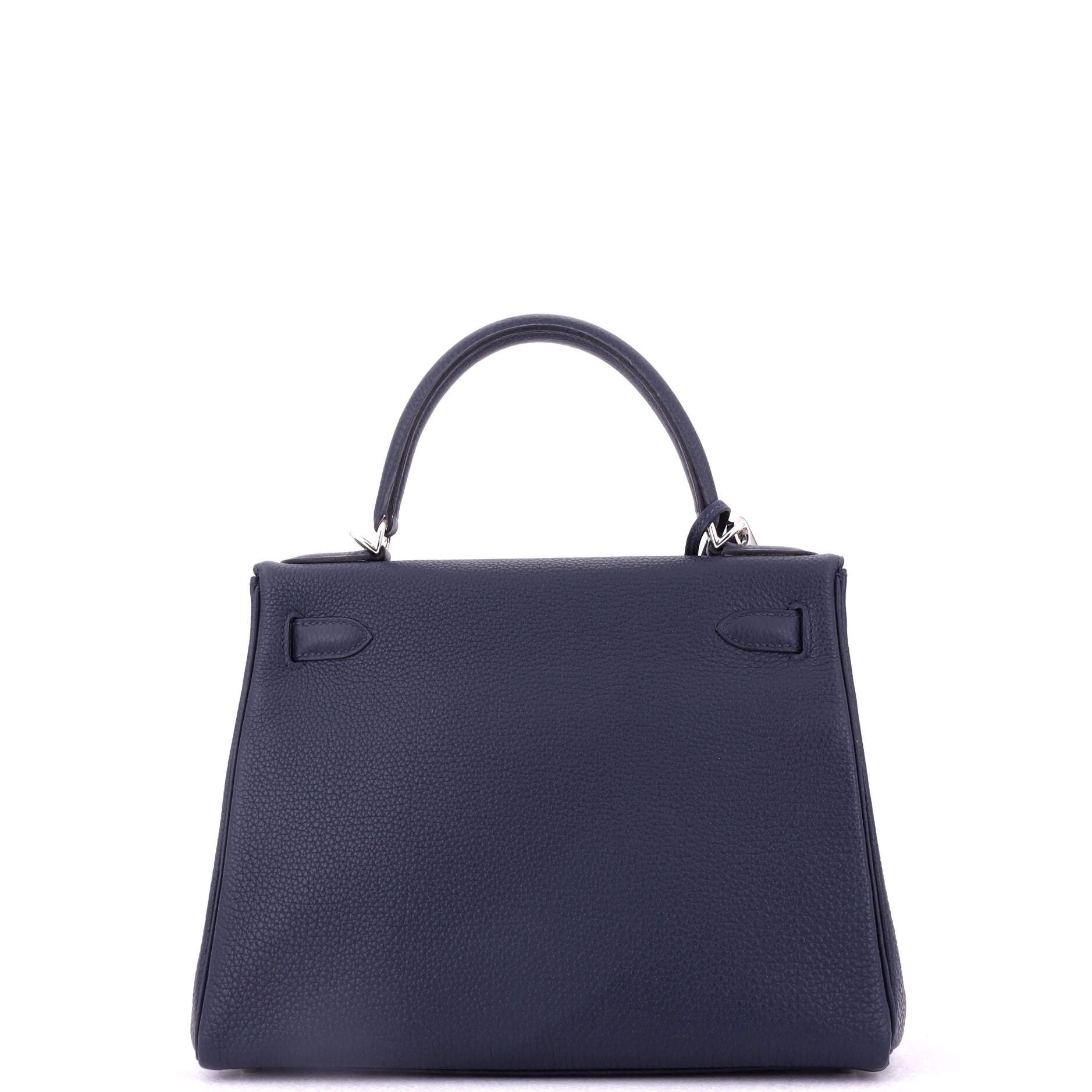 Pre-Owned Hermes Kelly Handbag Blue Togo with Palladium Hardware 28, Alternate, color, 