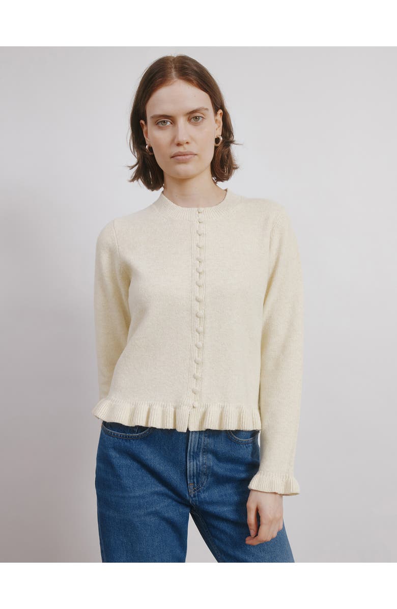 Albaray Frill Button Cardigan, Main, color, Buttermilk