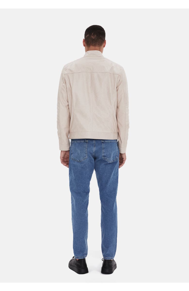 Furniq UK Henry Patterned Leather Jacket, Alternate, color, Beige