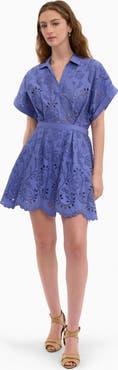 Rebecca Taylor Brielle Poplin Eyelet Mini Dress