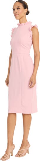Ruffle Mock Neck Sheath Dress