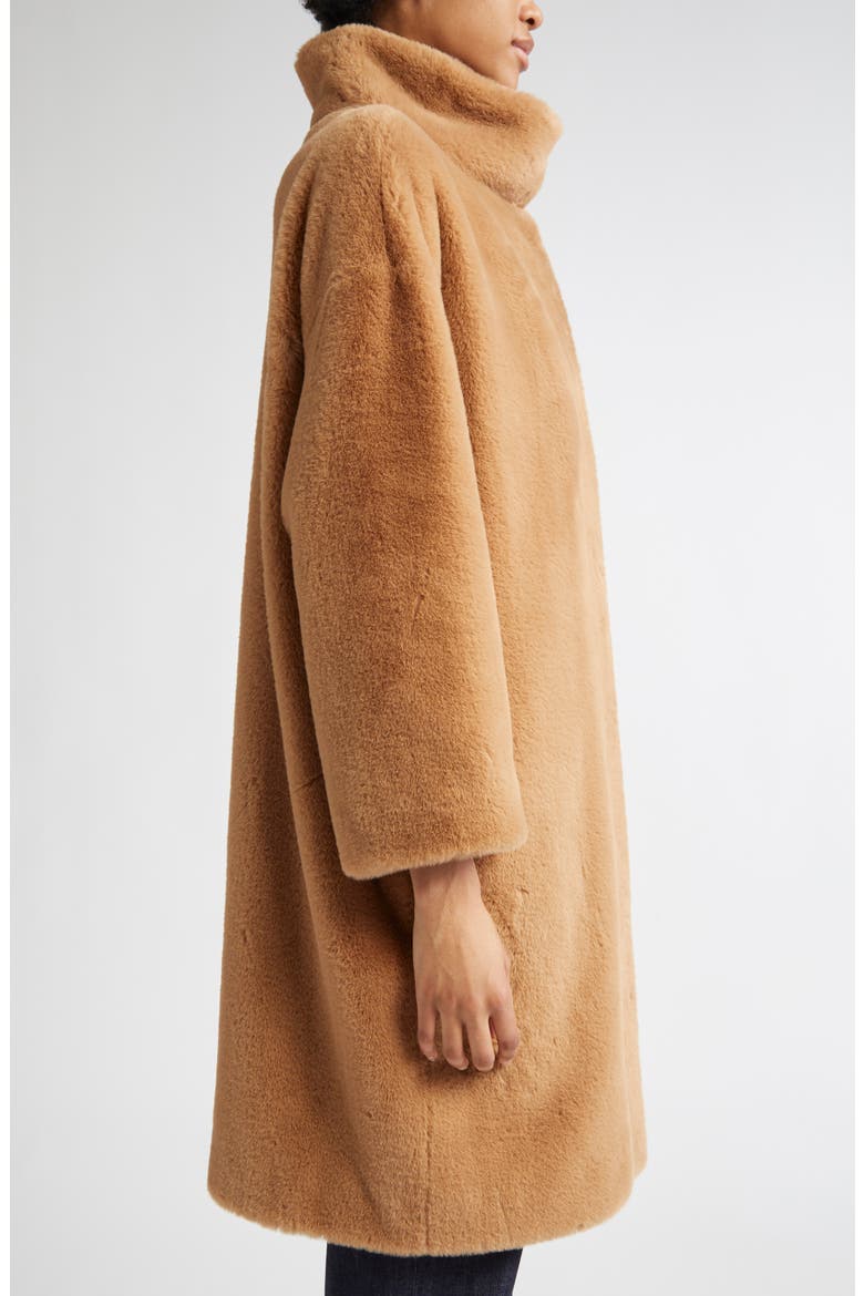 Dropped Shoulder Faux Fur Coat, Alternate, color, WHITE/CAMEL