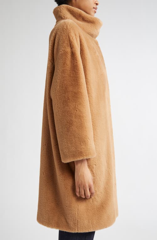 Herno Faux Fur Short Coat With High Collar In Brown