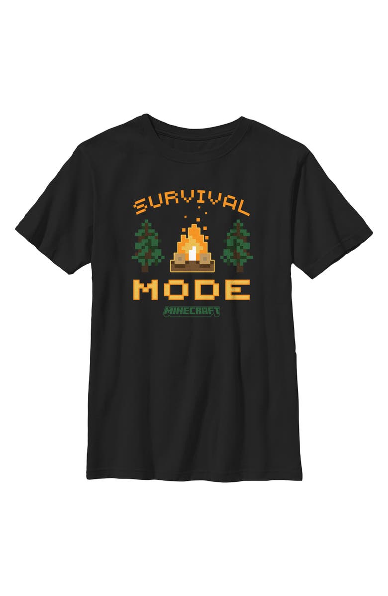 MINECRAFT Boy's Minecraft Campfire Survival Mode  Graphic T-Shirt, Main, color, Black