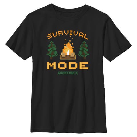 Boy's Minecraft Campfire Survival Mode  Graphic T-Shirt