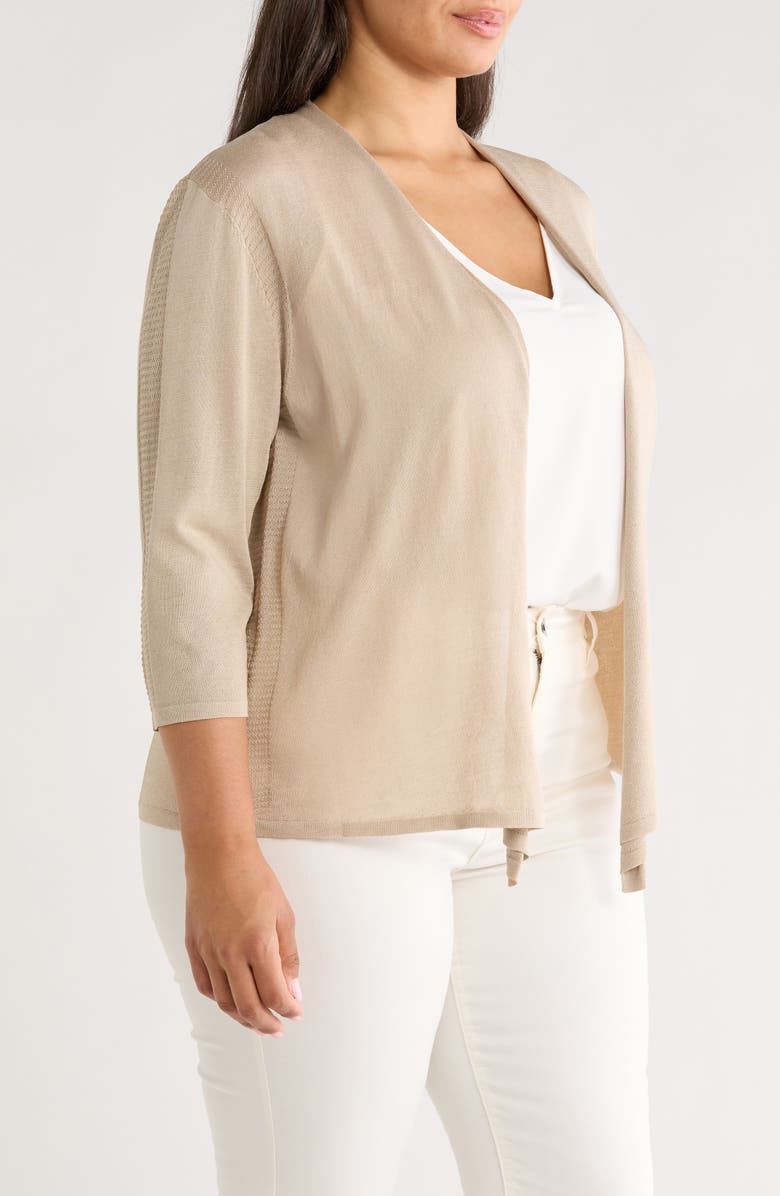 KASPER Open Front Cardigan, Alternate, color, Summer Straw