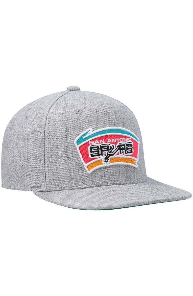Mitchell & Ness Men's Mitchell & Ness Heathered Gray San Antonio Spurs Hardwood Classics Team 2.0 Snapback Hat, Alternate, color, Heather Gray