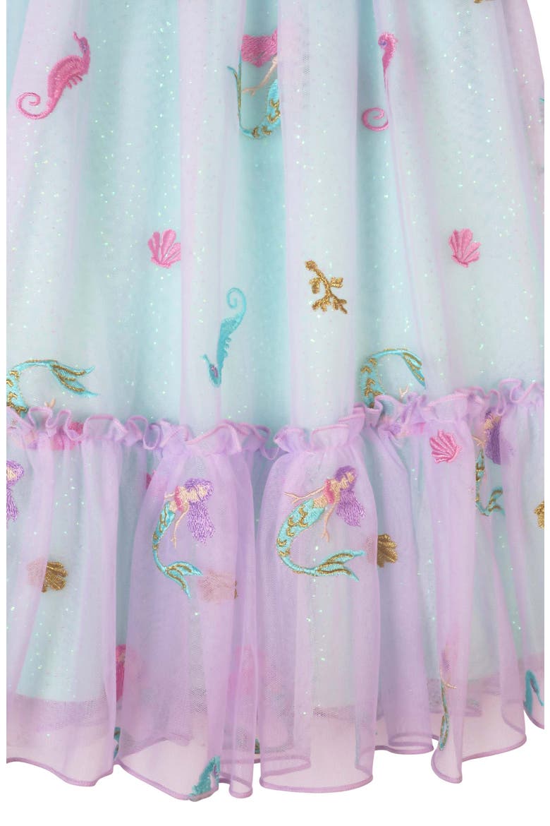 Kids' Mermaid Appliqué Tier Dress, Alternate, color, AQUA/LILAC